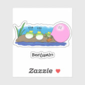 Niedliche lustige Froschbläschen-Cartoon-Abbildung Aufkleber (Blatt)