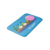 Niedliche lustige Froschbläschen-Cartoon-Abbildung Badematte (Schrägansicht)