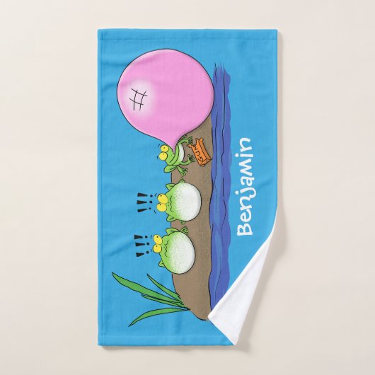 Niedliche lustige Froschbläschen-Cartoon-Abbildung Badhandtuch Set (Handtuch)