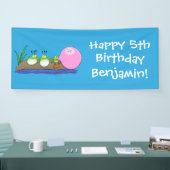 Niedliche lustige Froschbläschen-Cartoon-Abbildung Banner (Messe)