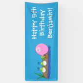 Niedliche lustige Froschbläschen-Cartoon-Abbildung Banner (Vertikal)