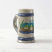 Niedliche lustige Froschbläschen-Cartoon-Abbildung Bierglas (Vorderseite Links)