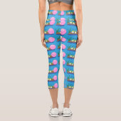 Niedliche lustige Froschbläschen-Cartoon-Abbildung Capri Leggings (Rückseite)