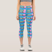 Niedliche lustige Froschbläschen-Cartoon-Abbildung Capri Leggings (Vorderseite)