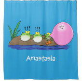 Niedliche lustige Froschbläschen-Cartoon-Abbildung Duschvorhang (Vorderseite)