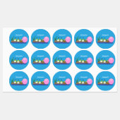 Niedliche lustige Froschbläschen-Cartoon-Abbildung Etiketten (Blatt)