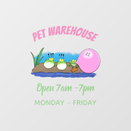 Niedliche lustige Froschbläschen-Cartoon-Abbildung Fensteraufkleber (Blatt)