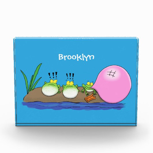 Niedliche lustige Froschbläschen-Cartoon-Abbildung Fotoblock (Vorderseite)