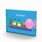 Niedliche lustige Froschbläschen-Cartoon-Abbildung Fotoblock (Rechts)