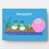 Niedliche lustige Froschbläschen-Cartoon-Abbildung Fotoplatte (Vorderseite)