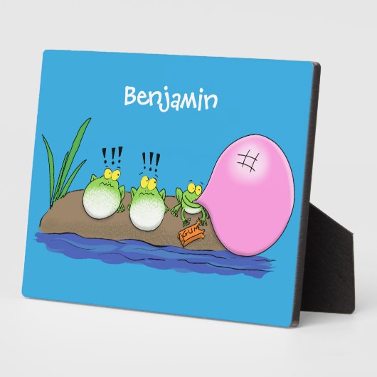 Niedliche lustige Froschbläschen-Cartoon-Abbildung Fotoplatte (Seite)