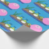 Niedliche lustige Froschbläschen-Cartoon-Abbildung Geschenkpapier (Ecke)