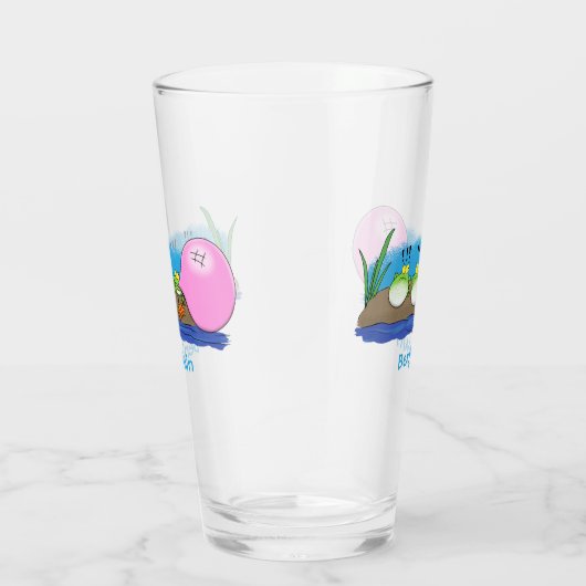 Niedliche lustige Froschbläschen-Cartoon-Abbildung Glas (Rechts)