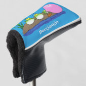 Niedliche lustige Froschbläschen-Cartoon-Abbildung Golf Headcover (3/4 Vorderseite)