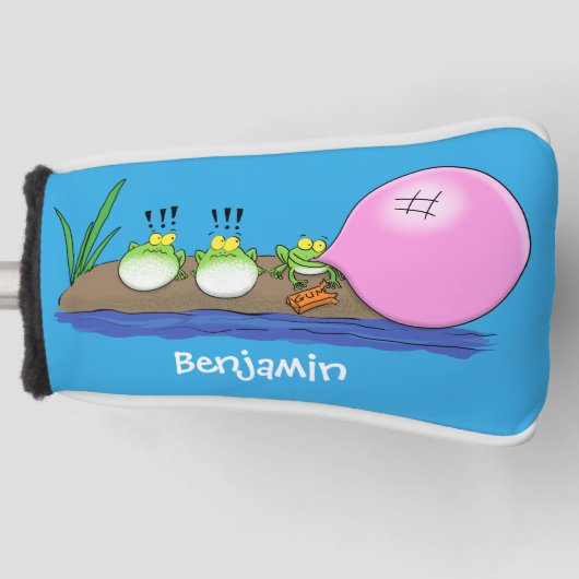 Niedliche lustige Froschbläschen-Cartoon-Abbildung Golf Headcover (Vorderseite)