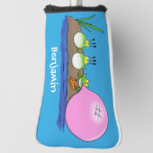 Niedliche lustige Froschbläschen-Cartoon-Abbildung Golf Headcover (Rotieren 90)