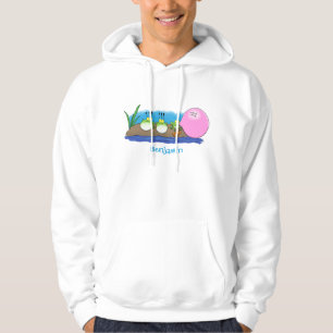 Niedliche lustige Froschbläschen-Cartoon-Abbildung Hoodie