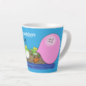 Niedliche lustige Froschbläschen-Cartoon-Abbildung Milchtasse (Rechte Ecke)