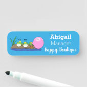 Niedliche lustige Froschbläschen-Cartoon-Abbildung Namensschild (Beispiel)