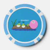 Niedliche lustige Froschbläschen-Cartoon-Abbildung Pokerchips (Rückseite)