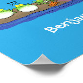 Niedliche lustige Froschbläschen-Cartoon-Abbildung Poster (Ecke)