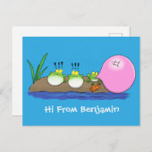 Niedliche lustige Froschbläschen-Cartoon-Abbildung Postkarte (Vorne/Hinten)