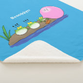 Niedliche lustige Froschbläschen-Cartoon-Abbildung Sherpadecke (3/4)