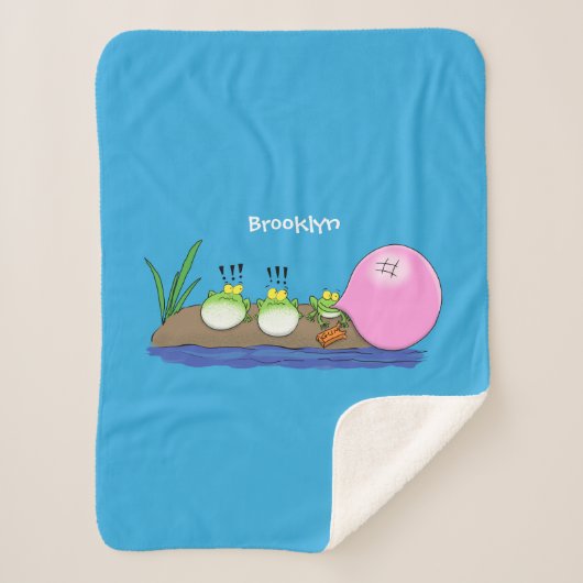 Niedliche lustige Froschbläschen-Cartoon-Abbildung Sherpadecke (Vorderseite)