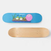 Niedliche lustige Froschbläschen-Cartoon-Abbildung Skateboard (Horizontal)