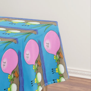 Niedliche lustige Froschbläschen-Cartoon-Abbildung Tischdecke