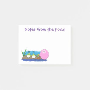 Niedliche lustige Froschszene Cartoon Illustration Post-it Klebezettel