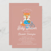 Niedliche lustige Fuchs Babydusche. Waldtierrosa Einladung (Vorne/Hinten)