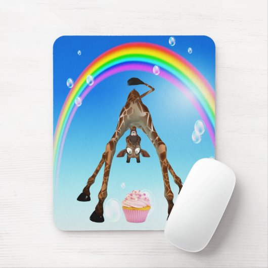 Niedliche, lustige Giraffe, kleiner Kuchen u. Mousepad (Mit Mouse)