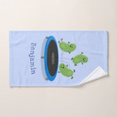 Niedliche, lustige grüne Bohnen auf Trampolin-Cart Badhandtuch Set (Handtuch)