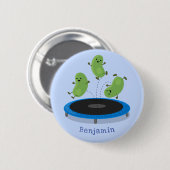 Niedliche, lustige grüne Bohnen auf Trampolin-Cart Button (Vorne & Hinten)
