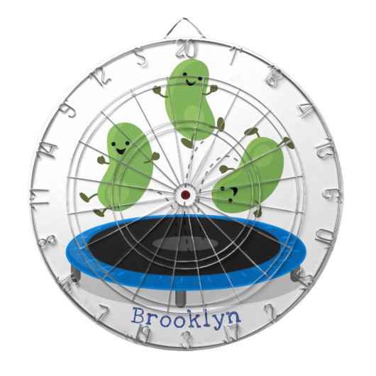 Niedliche, lustige grüne Bohnen auf Trampolin-Cart Dartscheibe (vorne)
