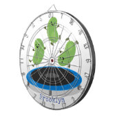 Niedliche, lustige grüne Bohnen auf Trampolin-Cart Dartscheibe (Vorderseite rechts)