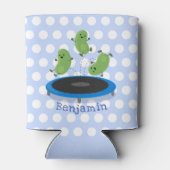 Niedliche, lustige grüne Bohnen auf Trampolin-Cart Dosenkühler (Rückseite)