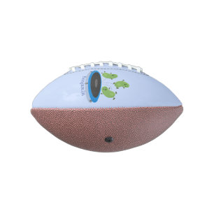 Niedliche, lustige grüne Bohnen auf Trampolin-Cart Football