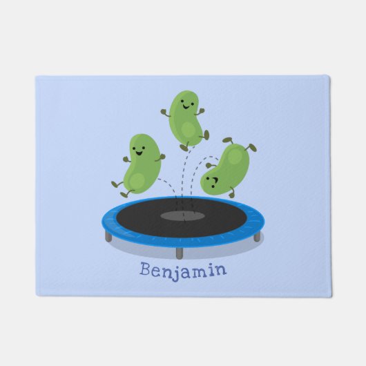 Niedliche, lustige grüne Bohnen auf Trampolin-Cart Fußmatte (Vorderseite)