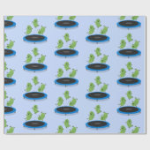 Niedliche, lustige grüne Bohnen auf Trampolin-Cart Geschenkpapier (Flach)