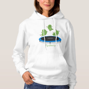 Niedliche, lustige grüne Bohnen auf Trampolin-Cart Hoodie