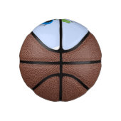 Niedliche, lustige grüne Bohnen auf Trampolin-Cart Mini Basketball (Rechts)