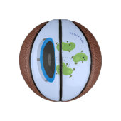 Niedliche, lustige grüne Bohnen auf Trampolin-Cart Mini Basketball (Vertikal)