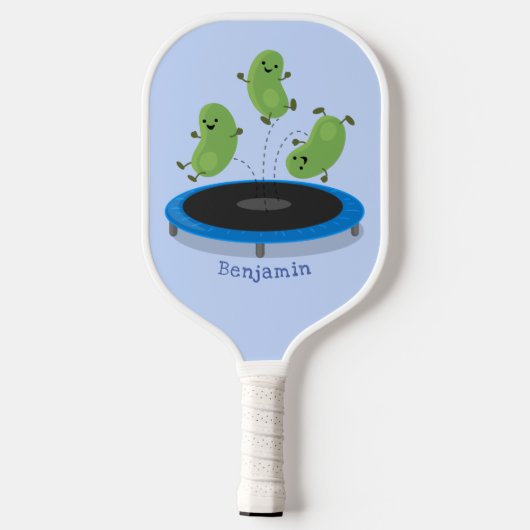 Niedliche, lustige grüne Bohnen auf Trampolin-Cart Pickleball Schläger (Rückseite)