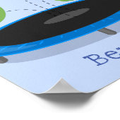 Niedliche, lustige grüne Bohnen auf Trampolin-Cart Poster (Ecke)