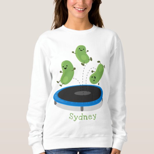 Niedliche, lustige grüne Bohnen auf Trampolin-Cart Sweatshirt (Vorderseite)
