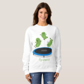 Niedliche, lustige grüne Bohnen auf Trampolin-Cart Sweatshirt (Vorne ganz)