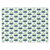 Niedliche, lustige grüne Bohnen auf Trampolin-Cart Tischdecke (Vorderseite (Horizontal))