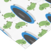 Niedliche, lustige grüne Bohnen auf Trampolin-Cart Tischdecke (Schrägansicht)